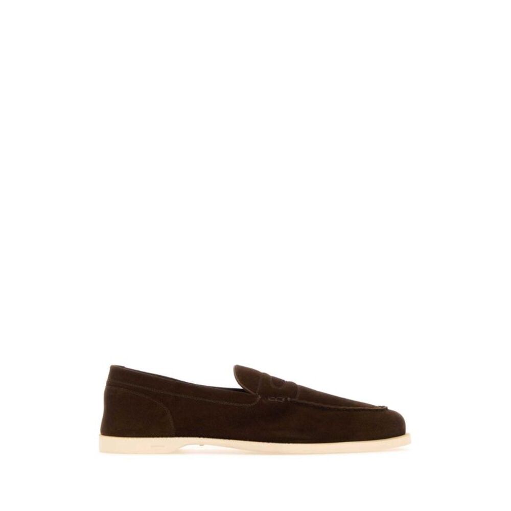 John Lobb Men Chocolate Suede Pace Loafers